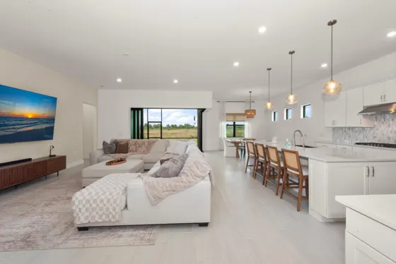 Open great room and kitchen